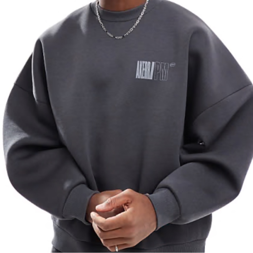 ASOS DESIGN extreme oversized scuba sweatshirt with chest print in gray